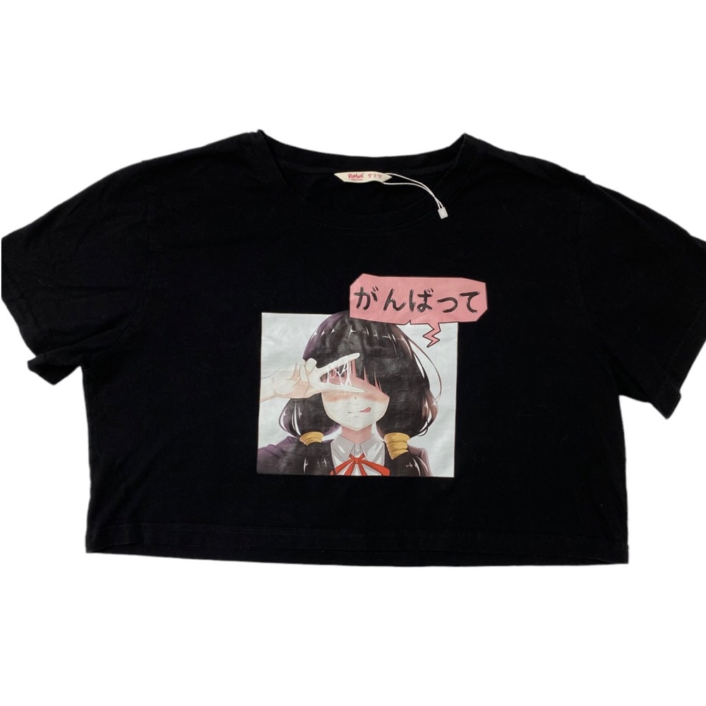Anime crop top color black size Xl